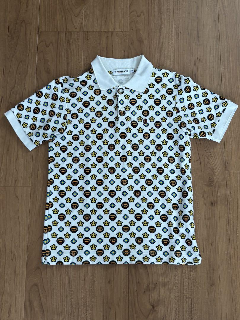 A BATHING APE 半袖柄ポロシャツ Sサイズ エイプ