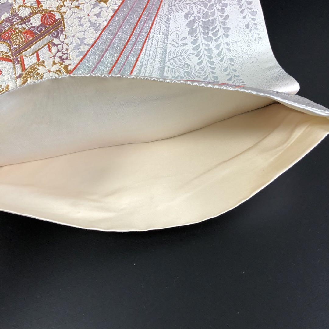 SO-600 袋帯 六通 正絹 未仕立て 華 御所車 金糸 銀糸 高級