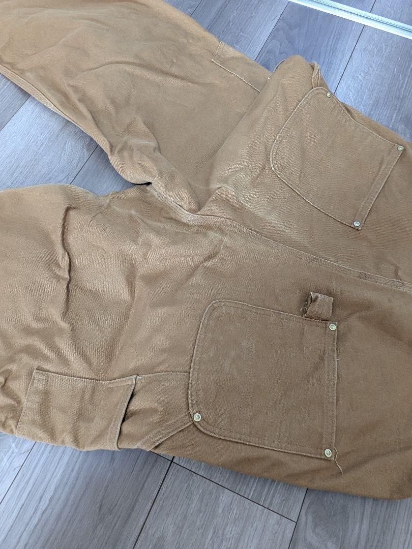 Carhartt ブラウン オーバーオール 38x34ダブルニー
