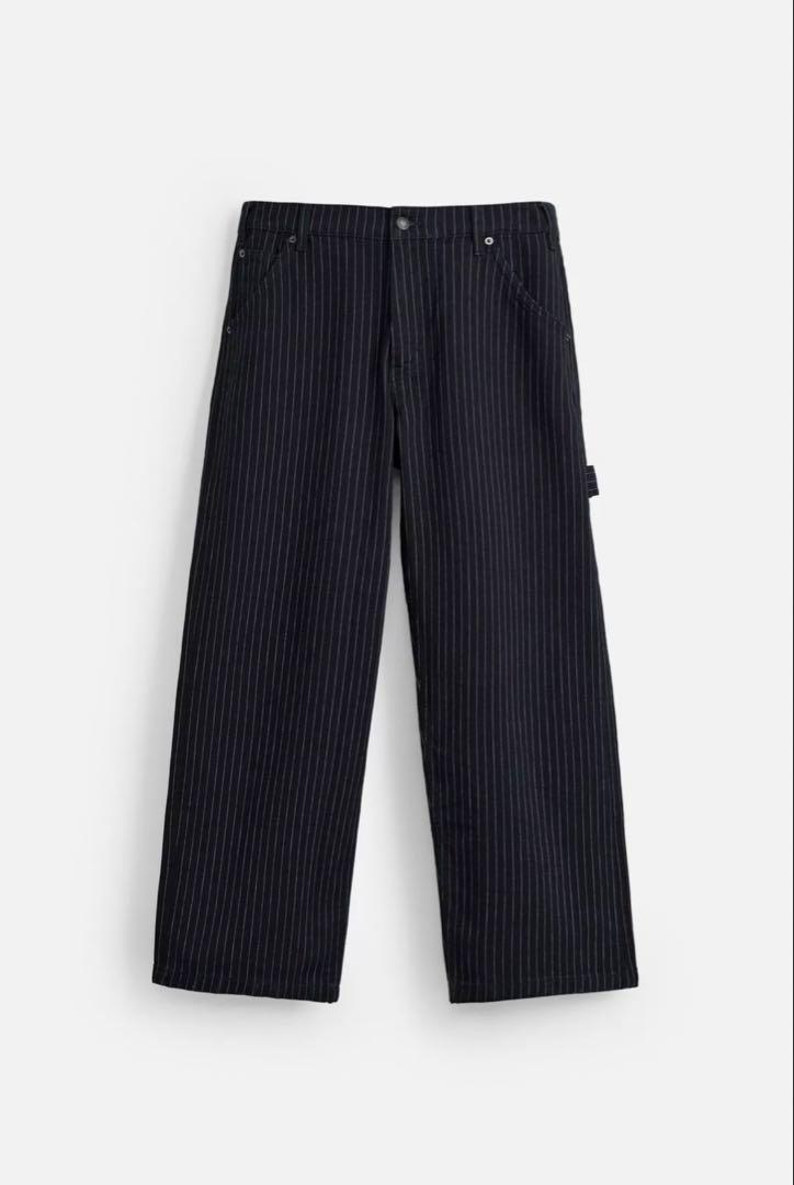 ZARA ザラ ストライプ柄リラックスフィットパンツ (31) - メルカリ