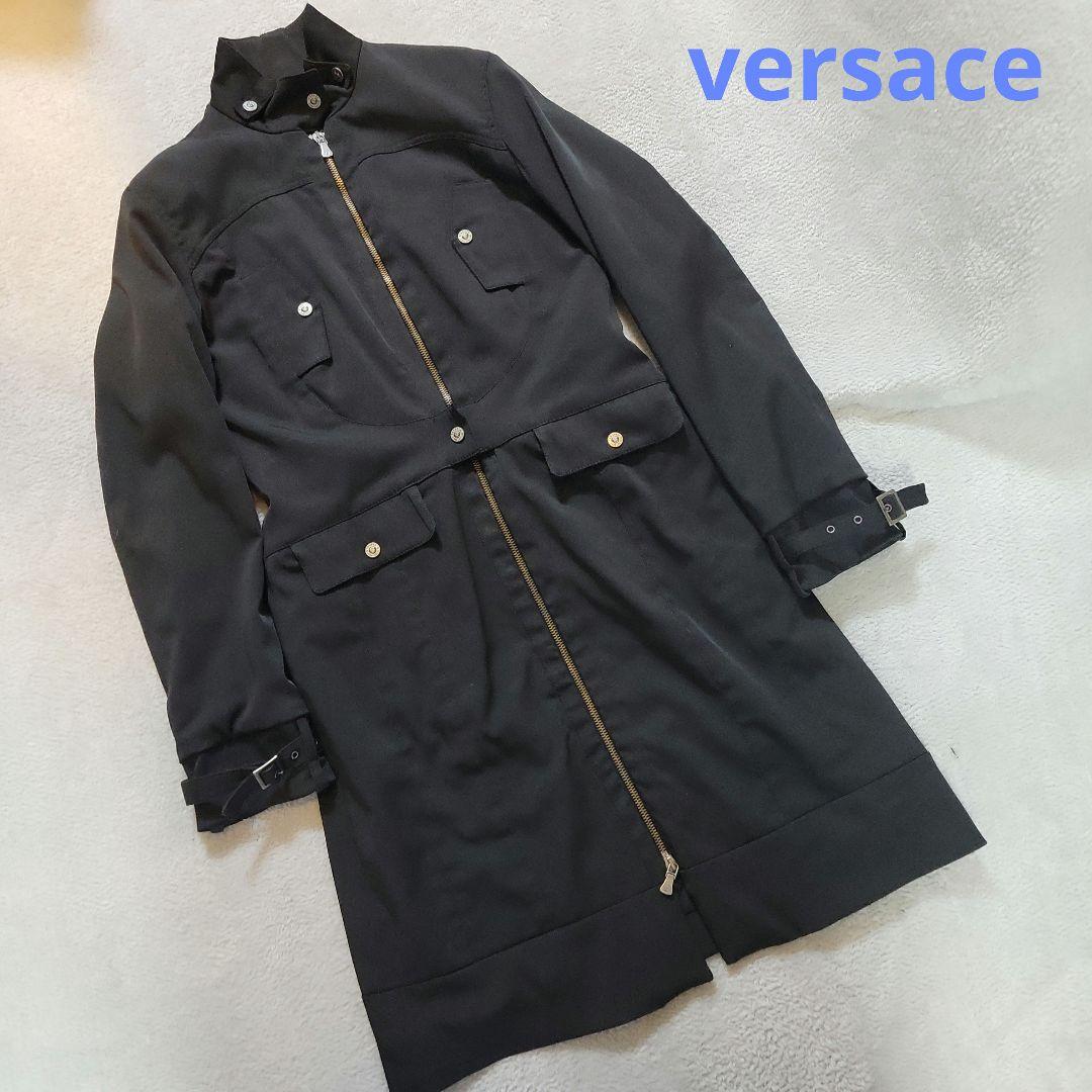 希少　versace　スプリングコート　ブラック　レディースXS