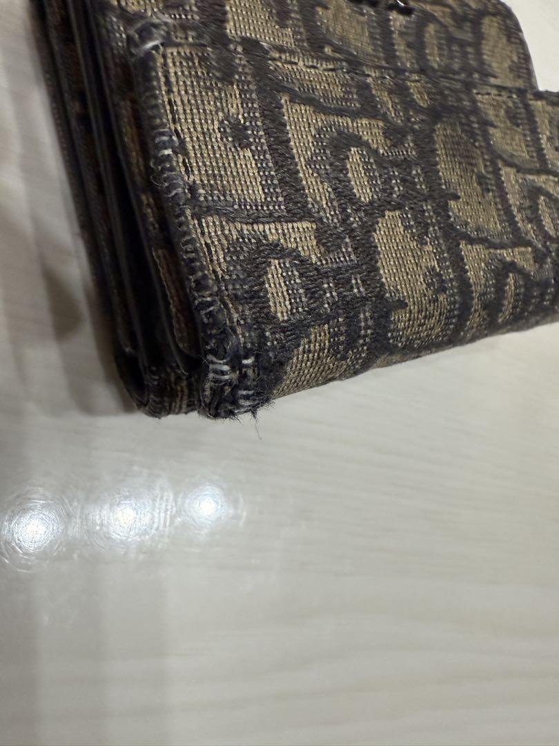 Dior モノグラム 三つ折り財布　キャンバス トロッター