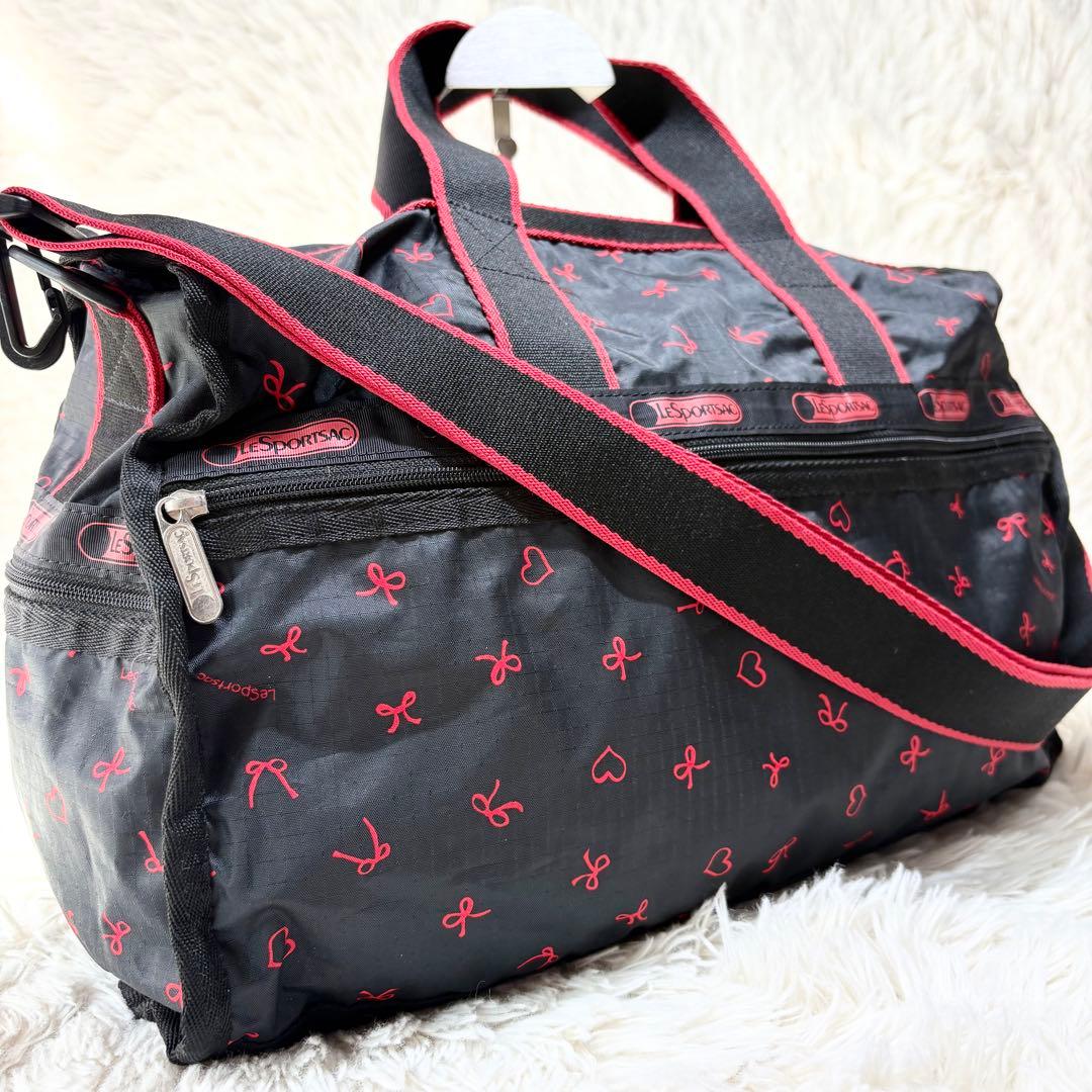 レスポートサック ミニボストンバッグ 2way 軽量 リボン柄 ハート柄LeSportsac