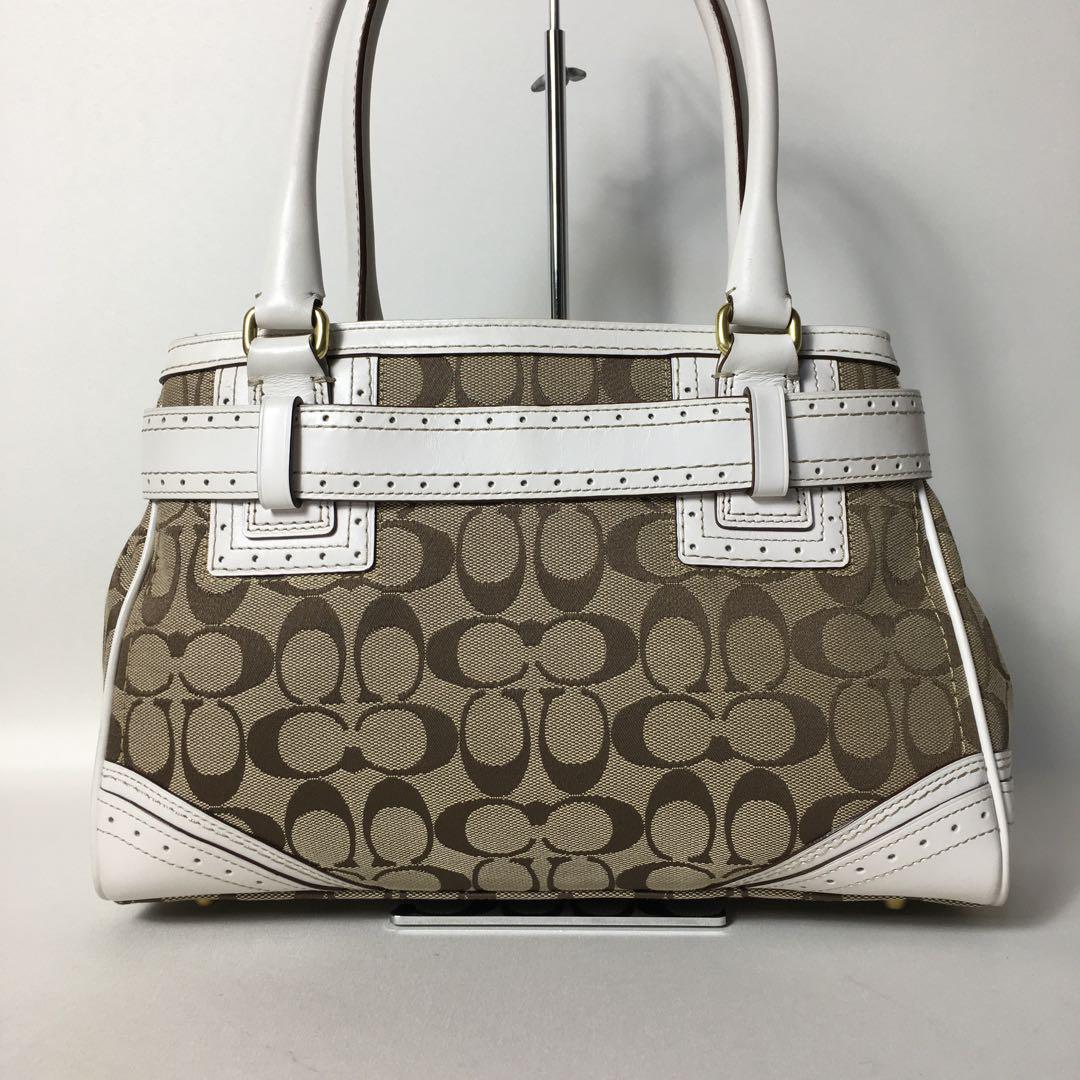 2506-46|美品|コーチ シグネチャー ハンドバッグ ホワイト 2506-46|美品|コーチ シグネチャー ハンドバッグ ホワイト