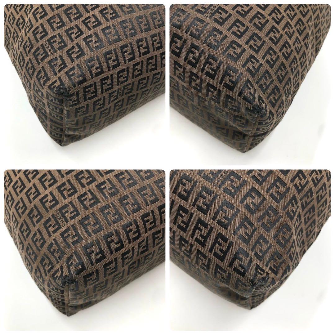 美品/A4収納可能✨フェンディ トートバッグ ズッカ ポーチ付 レザー ブラウン 画像5
