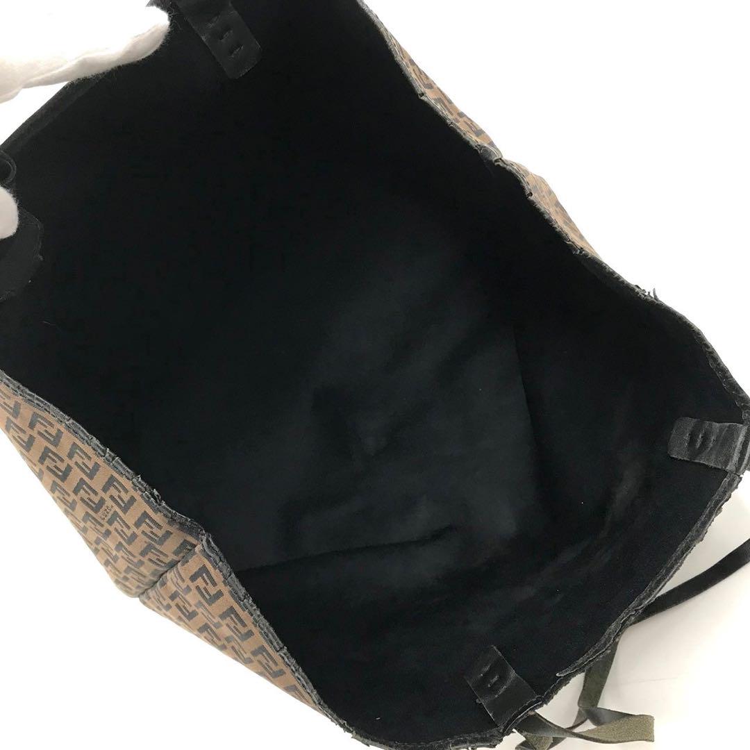 美品/A4収納可能✨フェンディ トートバッグ ズッカ ポーチ付 レザー ブラウン 画像7