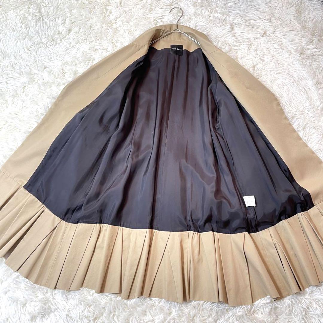 極美品✨ヨーコチャン スプリングコート38 ベージュ ベルト付 プリーツ 羽織り