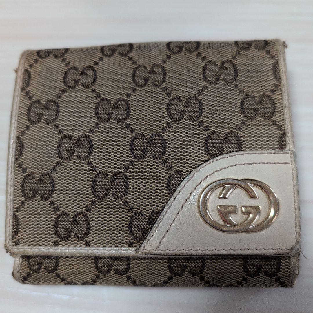 GUCCI GGキャンバス 二つ折り財布 ベージュ/ブラウン