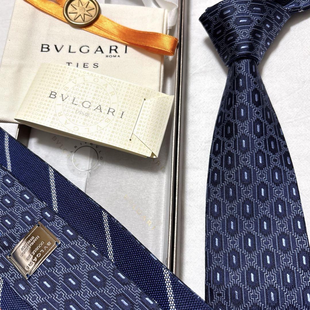 いいネット通販 - 全国送料無料でお届けします 新品 BVLGARI ブルガリ ネクタイ ダブルタイ リバーシブル 箱 小物