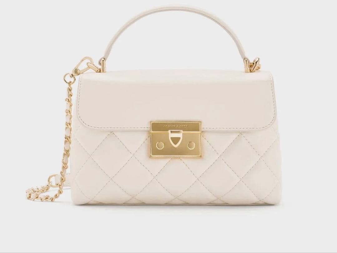 CHARLES&KEITH キルトチェーンストラップトップハンドルバッグ