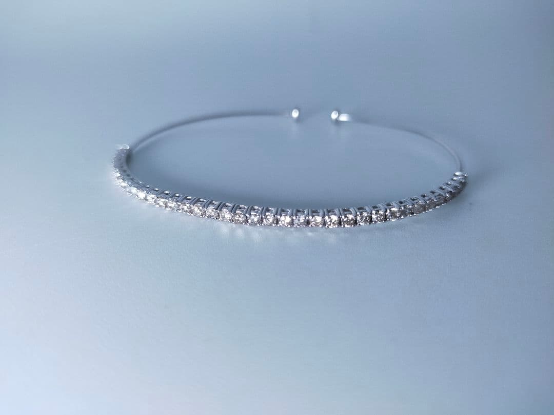 K14WG 14金 ホワイトゴールド 1ct ダイヤモンドバングル ブレスレット目立った傷や汚れなし