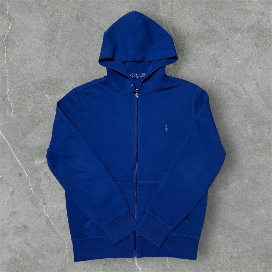 ポロ ラルフ ローレン ジップアップパーカー 青M