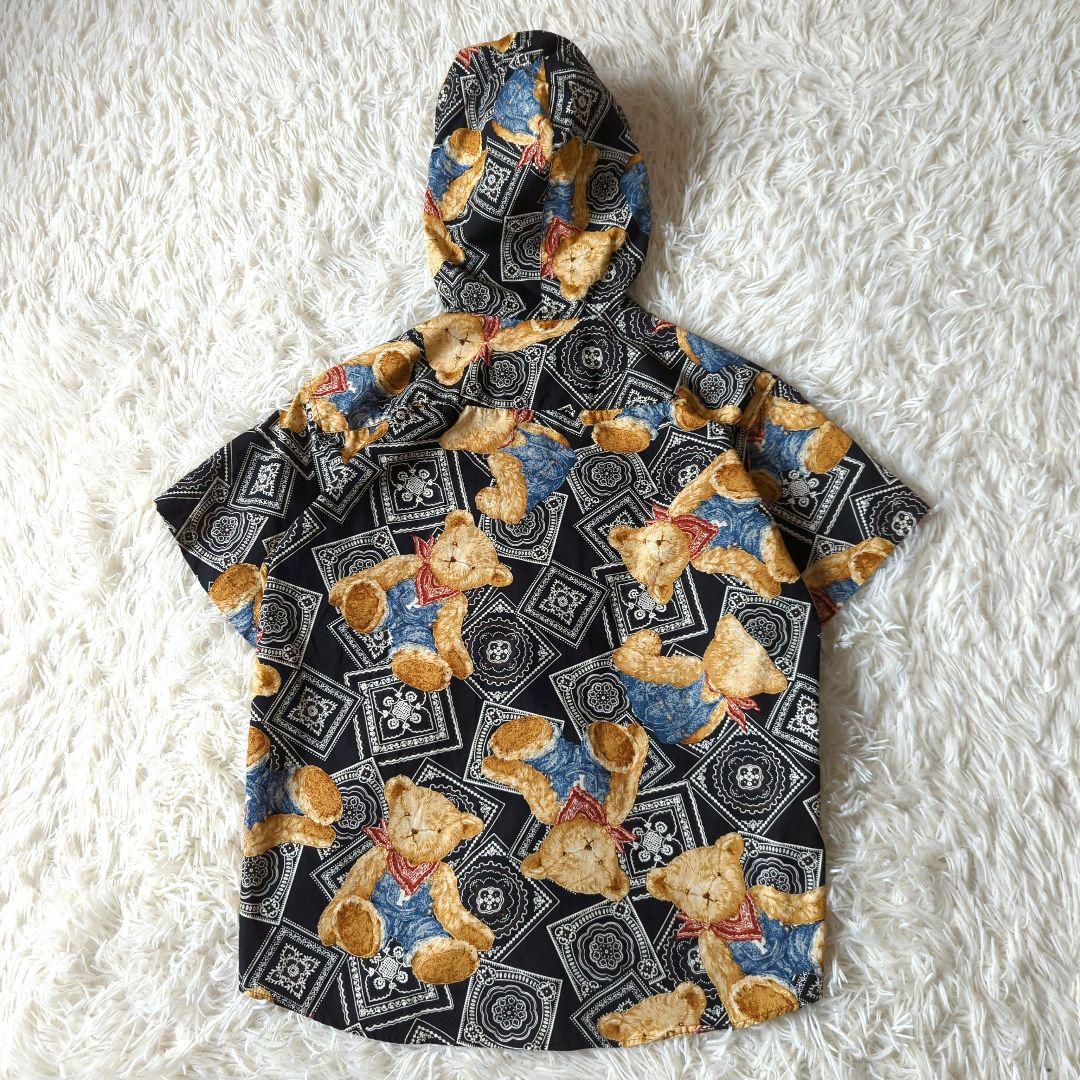 高い素材 フード ピンクハウス 極美品 シャツ M ブラック バンダナ柄 クマ トップス