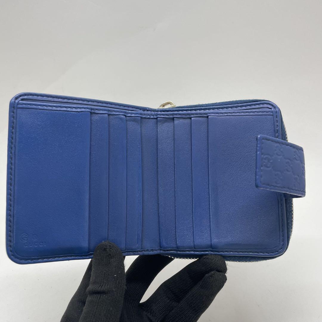1028 GUCCI グッチ マイクロシマ コンパクトジップ 折り財布