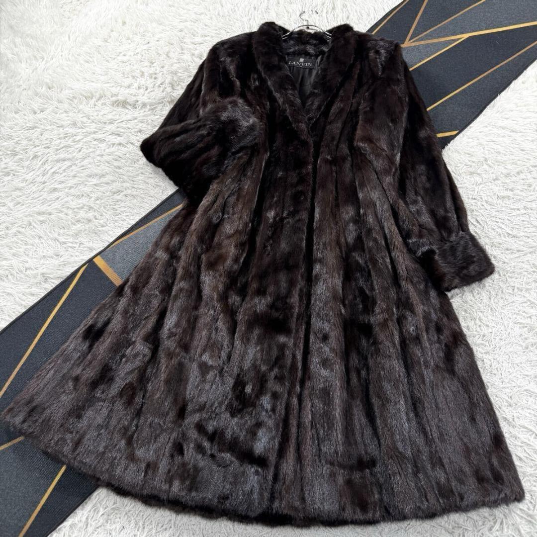総丈112㎝ ランバン ブラックグラマ ミンク ファーコート XL相当 Aライン