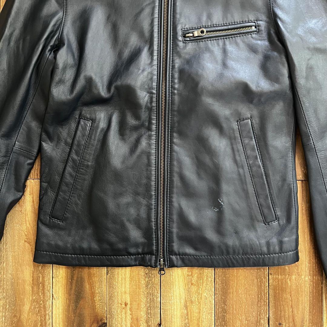 WHOS WHO gallery ラムレザーシングルライダース ネイビー