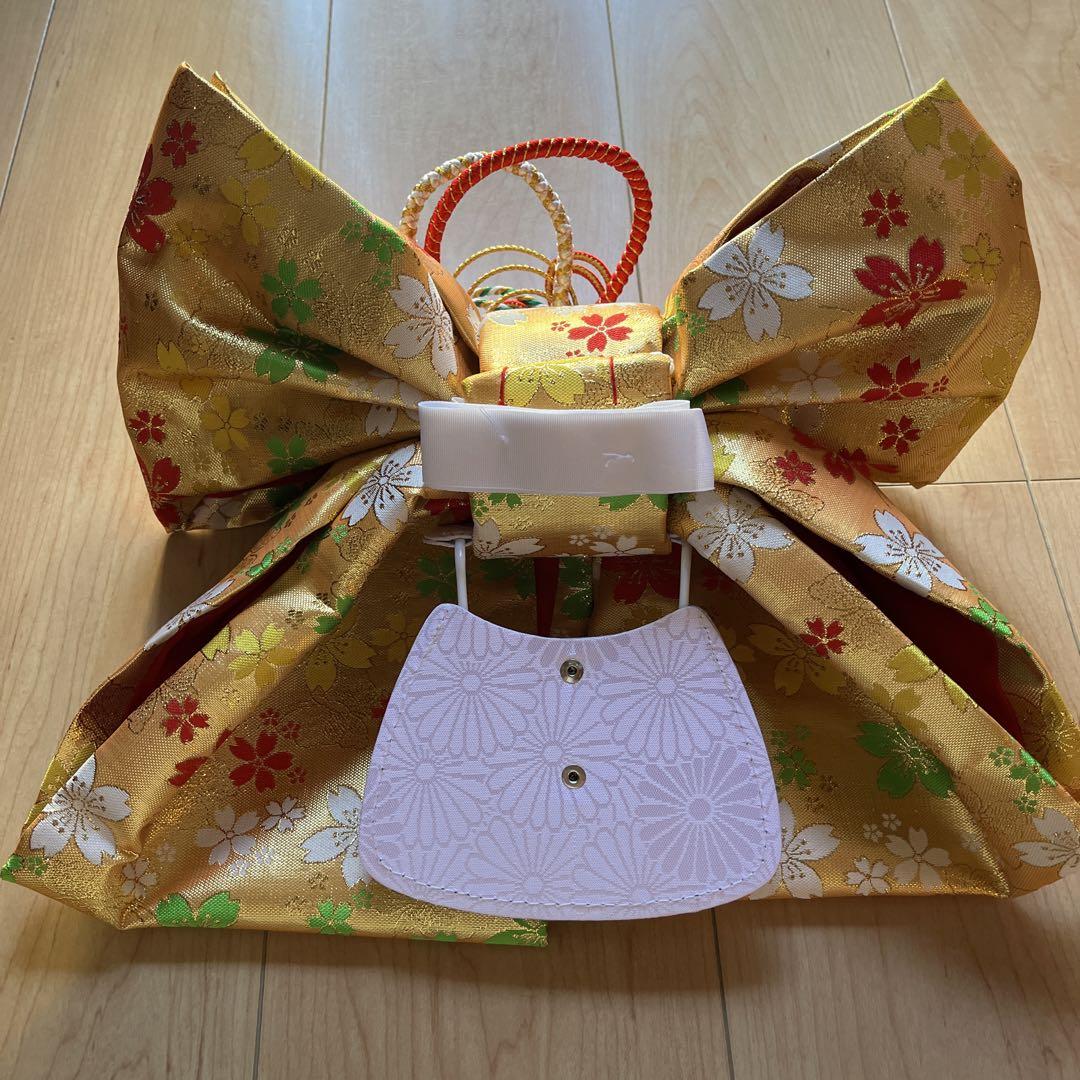 121 ピンク×桜　7歳　七五三着物セット　和装小物　結び帯　日本製