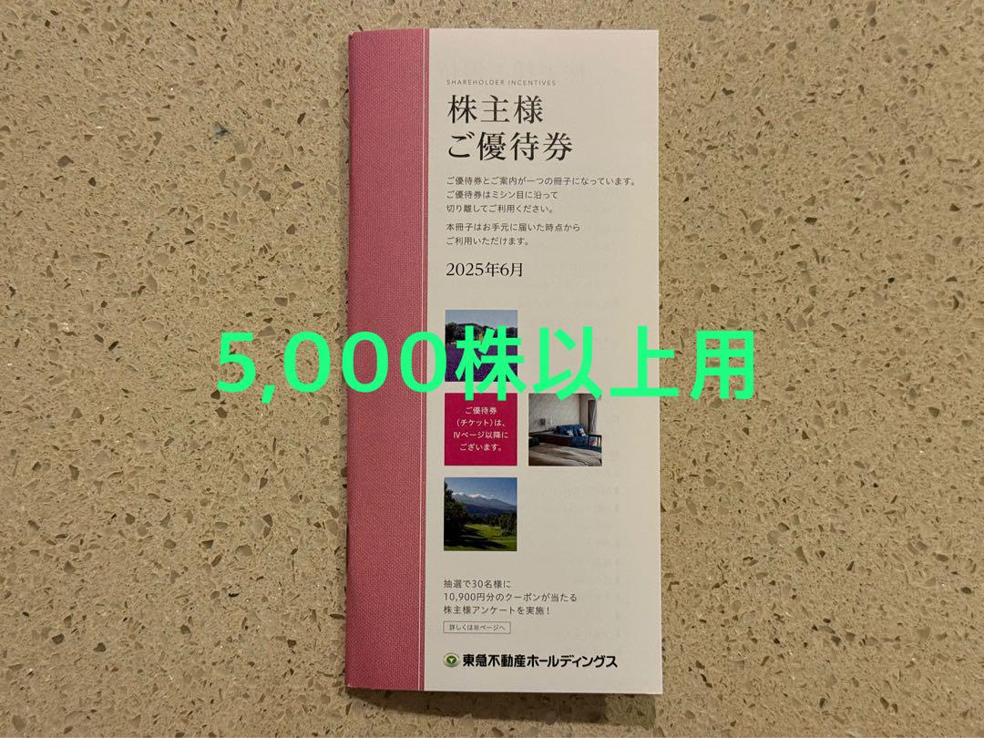東急不動産5,000株以上用株主優待券