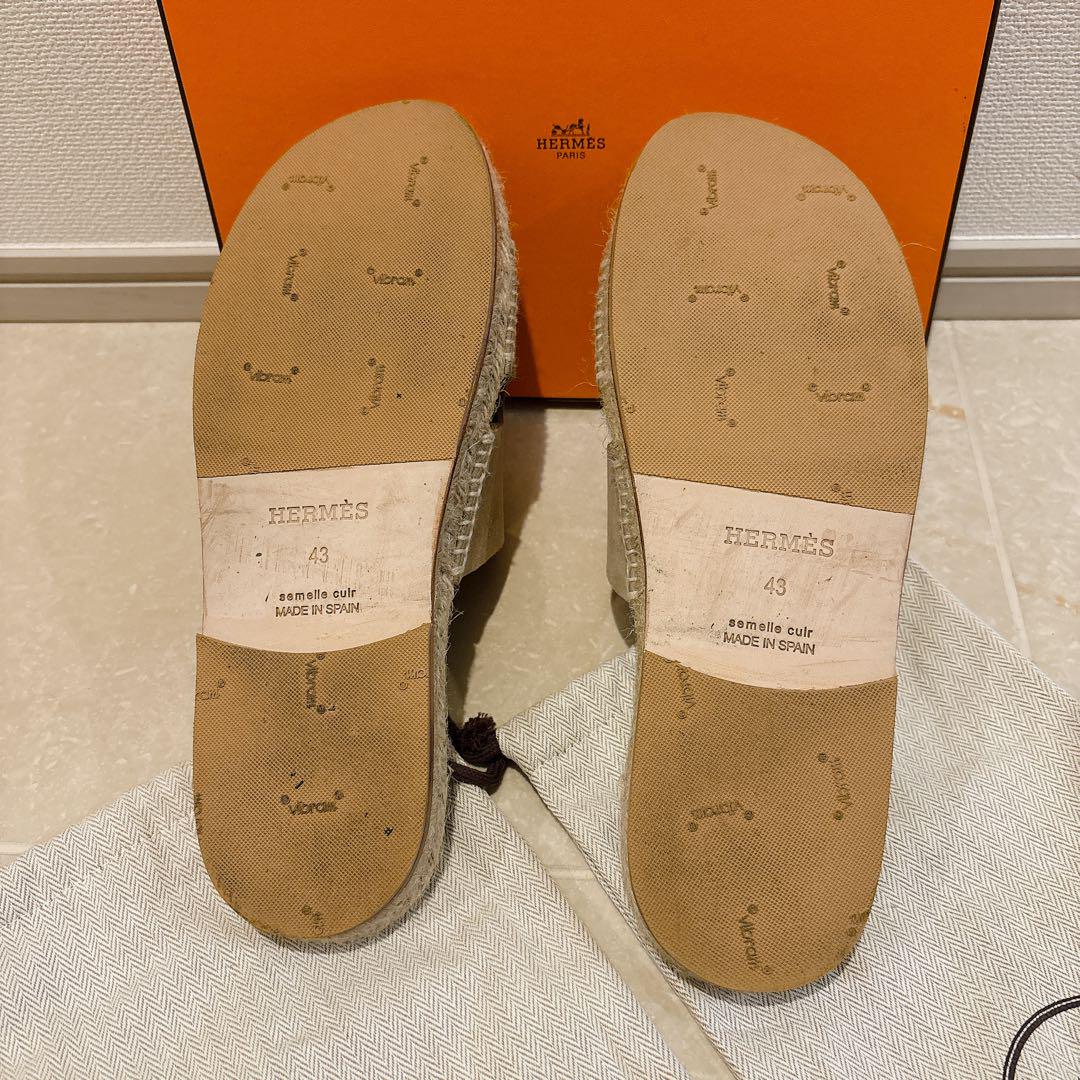 超美品 エルメス サンダル メンズ スエード エスパドリーユ 43サイズ