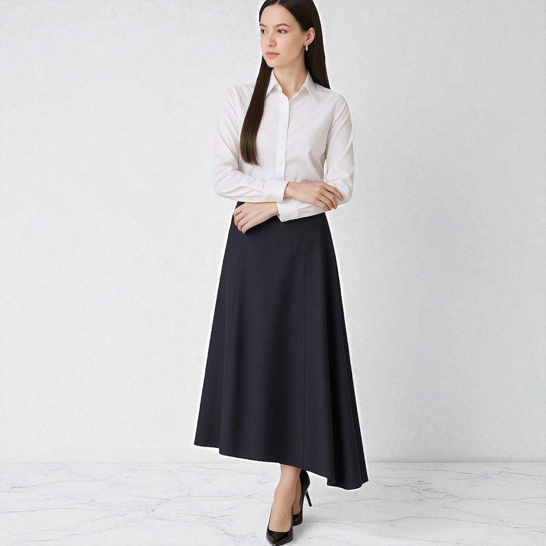 BLAMINK ブラミンク アシンメトリー フレアスカート 36 ネイビー 上品 BLAMINK ブラミンク アシンメトリー フレアスカート 36 ネイビー 上品