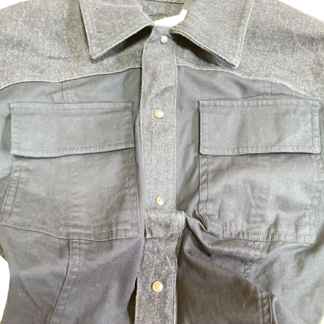 ディーゼル タグ ベルト付 シャツワンピース 長袖 デニム 切替 変形 黒 XSXS SS DIESEL DECORATOM_COM_BR