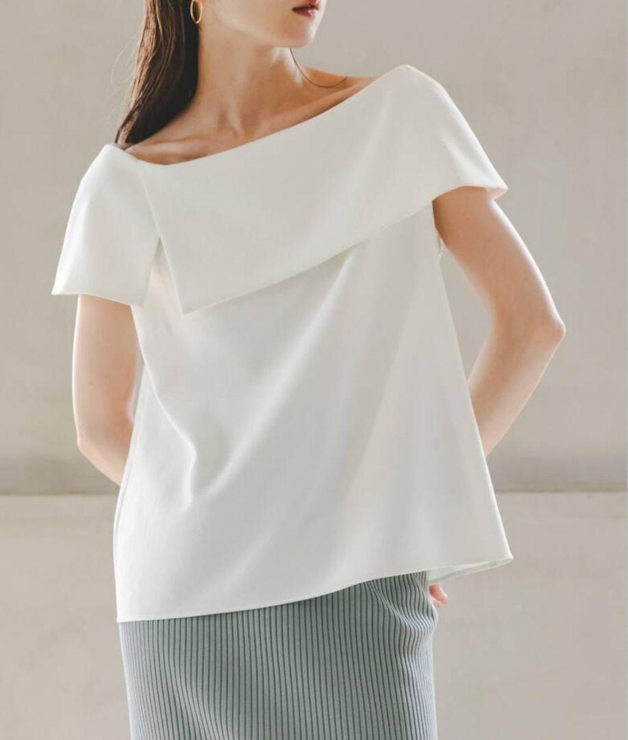 NOBLE ソフトツイルケープブラウス　ホワイト SALE／20%OFF】NOBLE ソフトツイルケープブラウス ノーブル