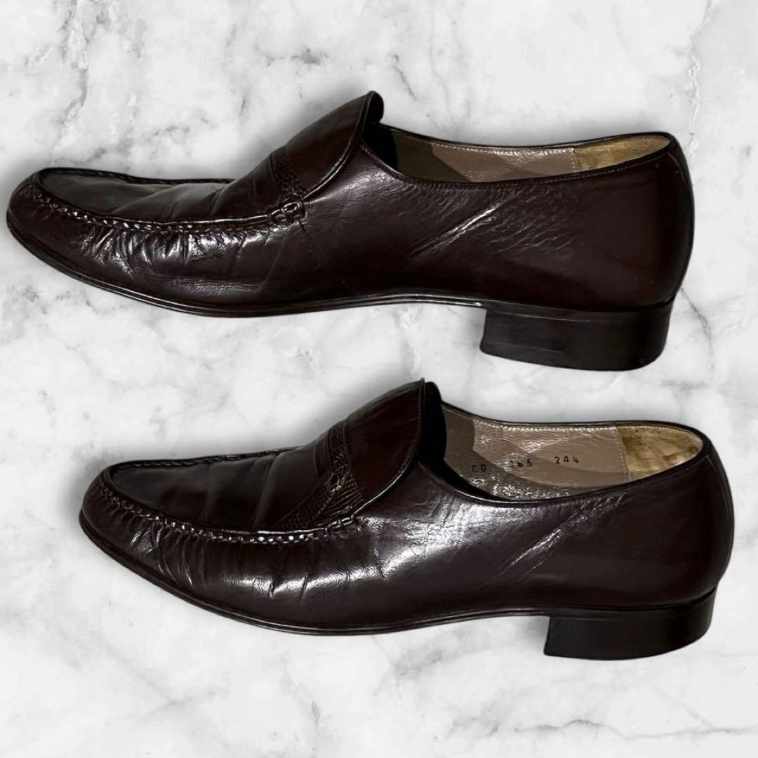 Vintage Christian Dior ロゴ ローファー　革靴　ブラウン