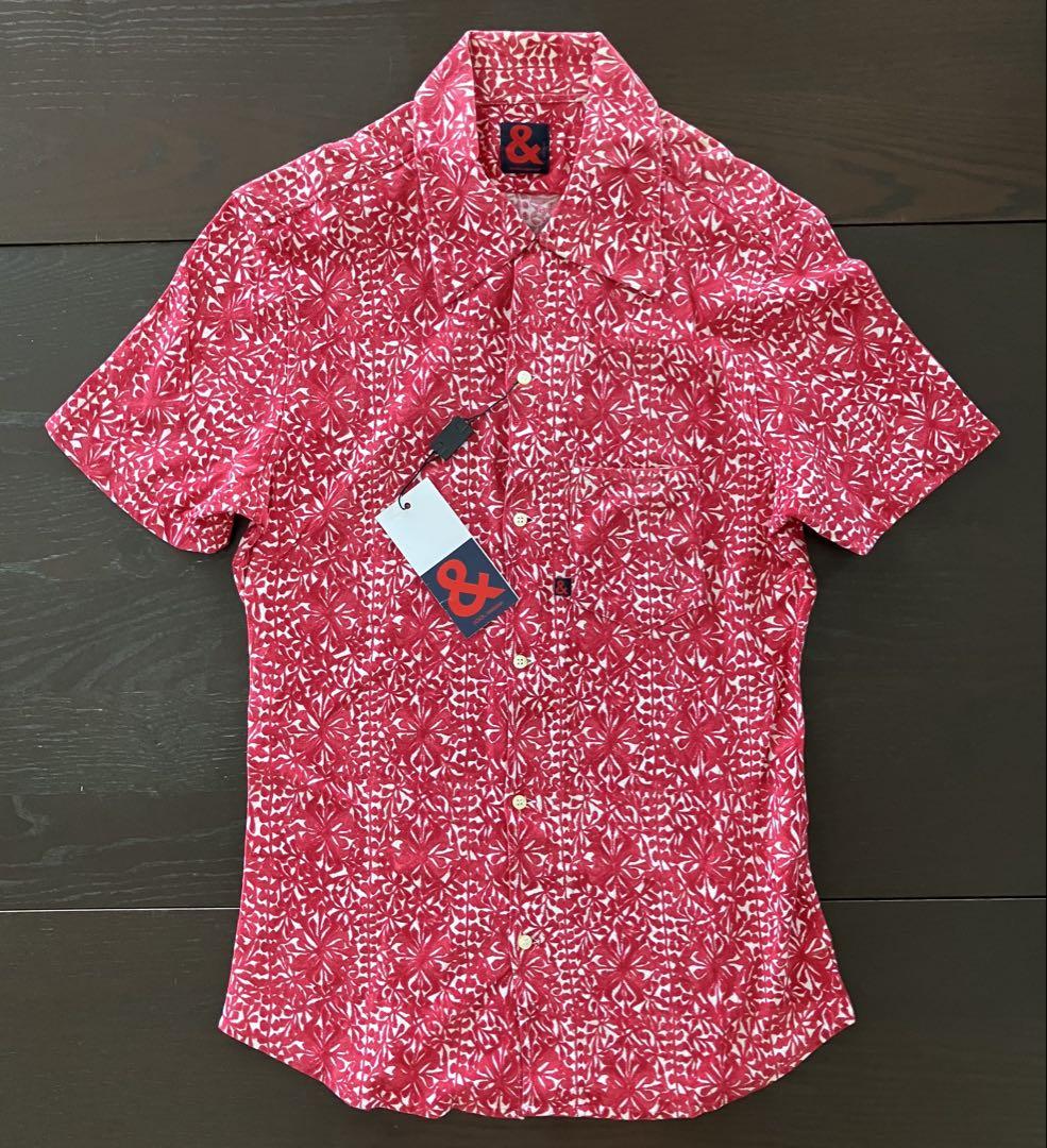 【新品未使用】D&G メンズ 半袖シャツ レッド　赤　タグ付　イタリア製