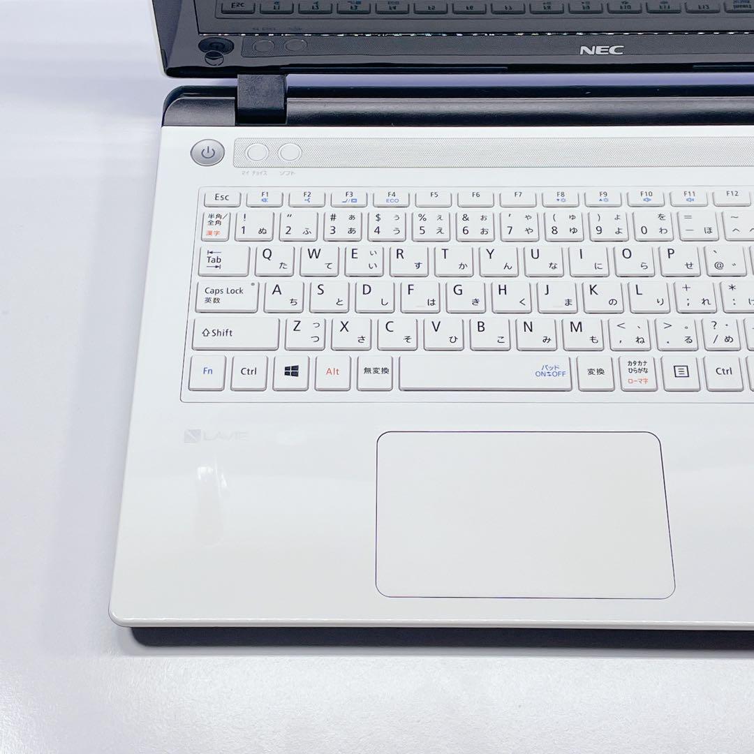 NEC - 美品！白✨新品高速SSD搭載✨NECノートパソコン✨ブルーレイ＆カメラ✨21 美品】新品SSD カメラ付 大人気白色NECノートPC 初心者さんに