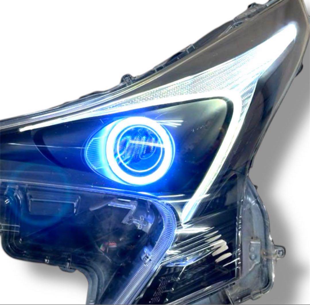 50プリウス前期LEDイカリングインナーフルブラックヘッドライト左右セット