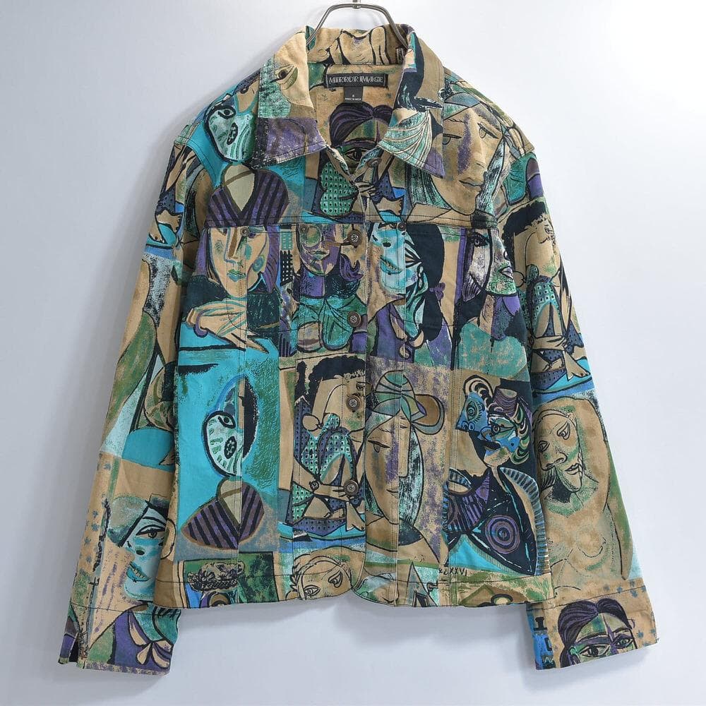 90s～ MIRROR IMAGE キュビズム ピカソ風アート 総柄ジャケット