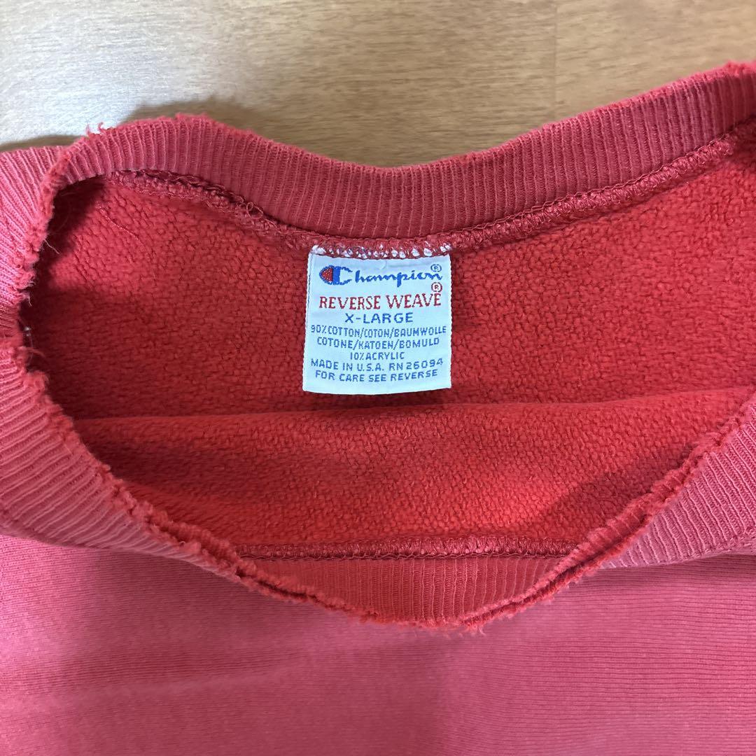 90s 目あり Champion チャンピオン リバースウィーブ レッド XL
