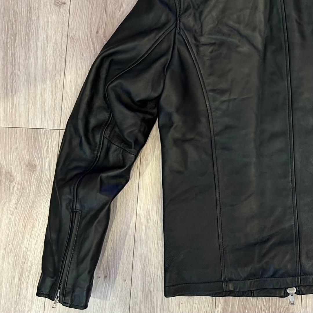 アイテムズ アーバンリサーチ 羊革 シングルライダース ジャケット 38 黒 赤 アイテムズ アーバンリサーチ 羊革 シングルライダース ジャケット 38 黒 赤