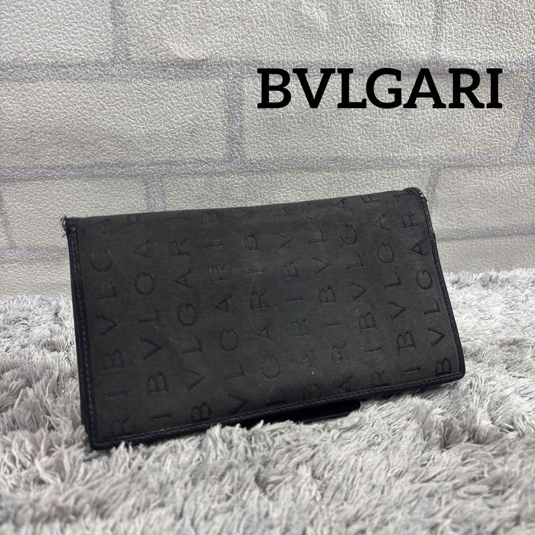 新品同様‼️ ブルガリ　BVLGARI 財布　二つ折り　長財布　ロゴマニア BVLGARI ブルガリ ロゴマニア 二つ折り 長財布 キャンバス