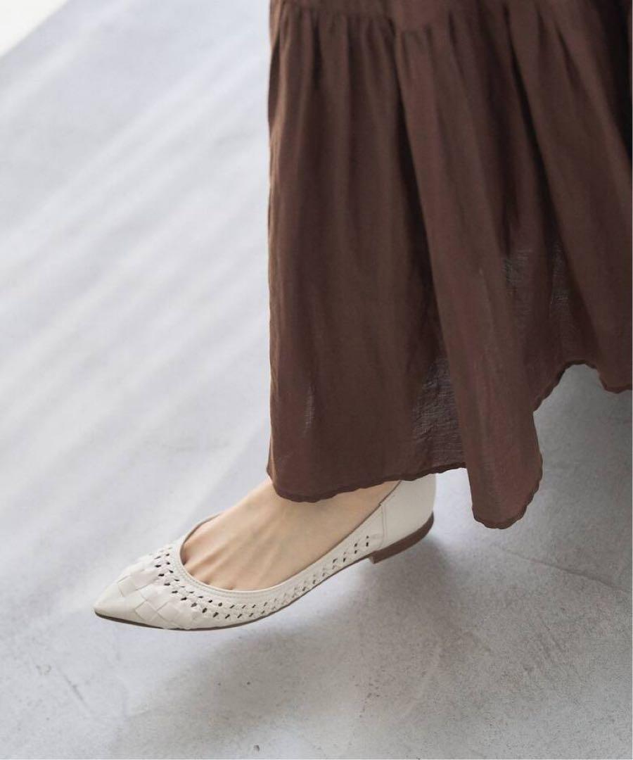 【美品】LE TALON ポインテッドサシメッシュフラット レディース