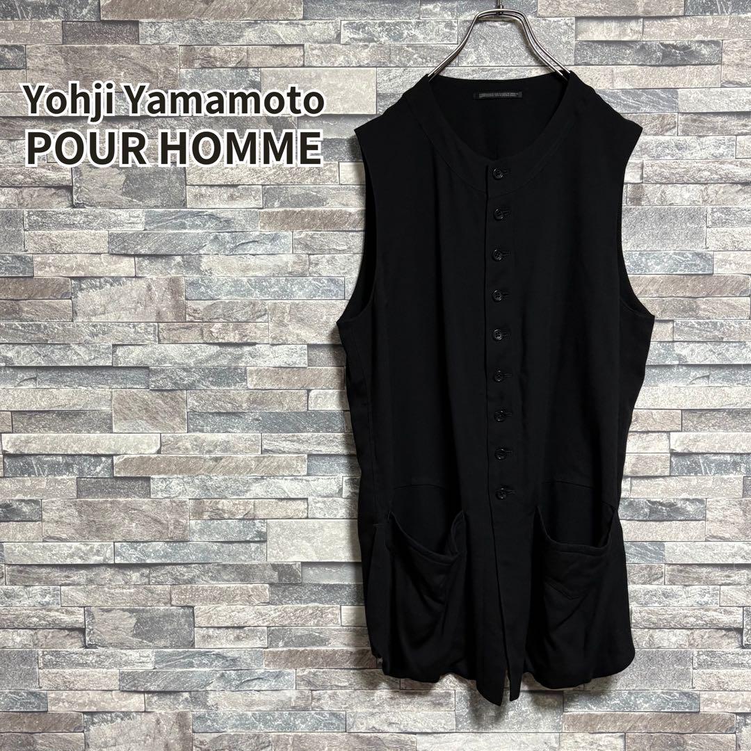値下げ！yohoji yamamoto noir ロングベスト 2023SS yohji yamamoto pour homme ロングベスト（HZ-J10-