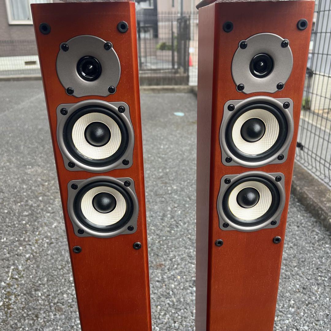 【良品】ONKYO オンキョー　D-057F トールスピーカー　ペア　木目 良品】ONKYO オンキョー D-057F トールスピーカー ペア 木目