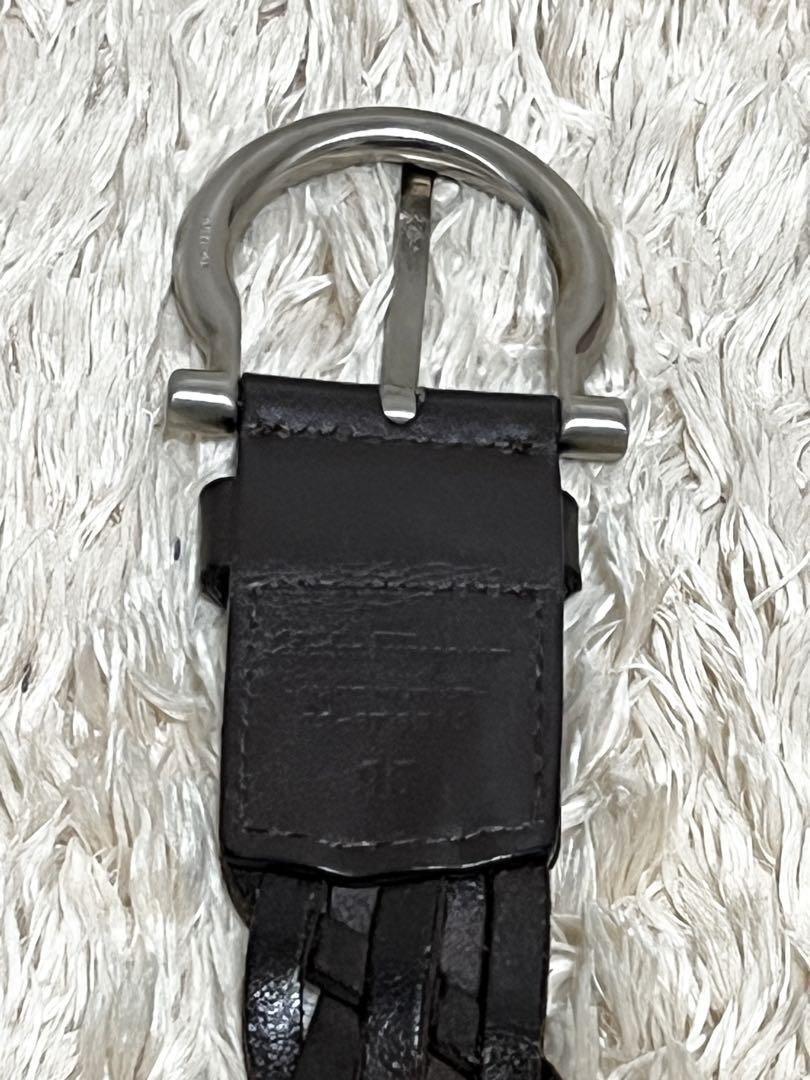 美品 95 Salvatore Ferragamo レザーメッシュベルト 茶 - メルカリ