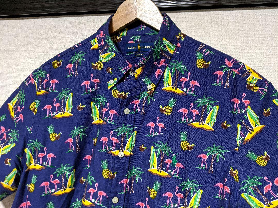 【RALPH LAUREN】半袖シャツ/アロハシャツ/総柄/ロゴ/美品