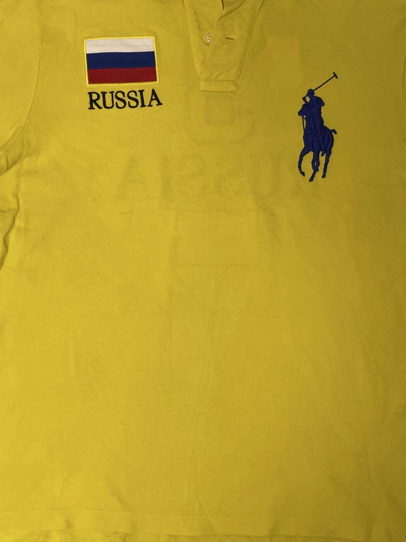 ラルフローレン　ビックポニー　刺繍　ロシア　国旗　両面　ポロシャツ