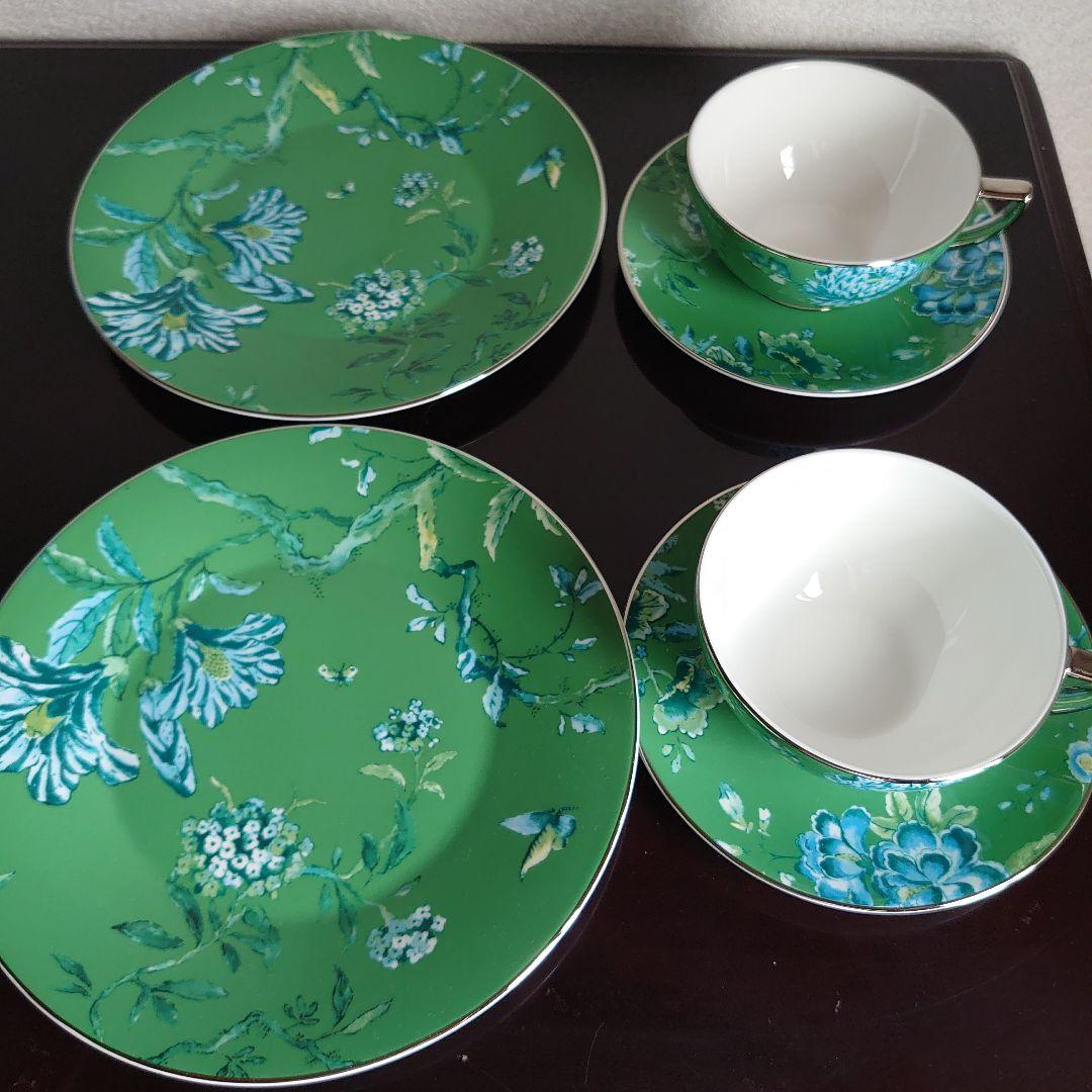 ウェッジウッド緑色 花柄 陶磁器 食器セットWEDGWOOD