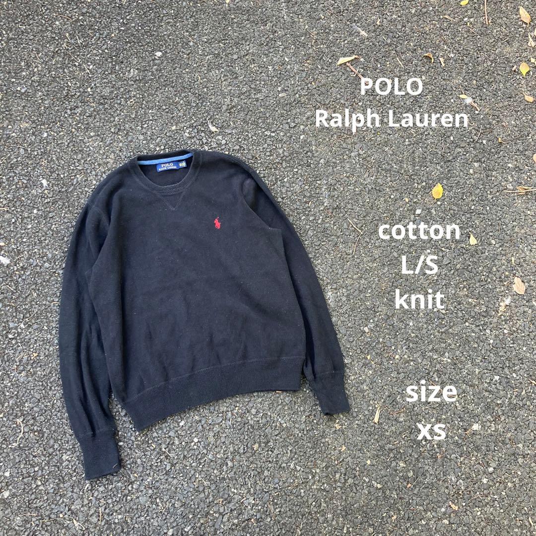POLO Ralph Lauren ロゴ　刺繍　コットンニット　セーター　黒色
