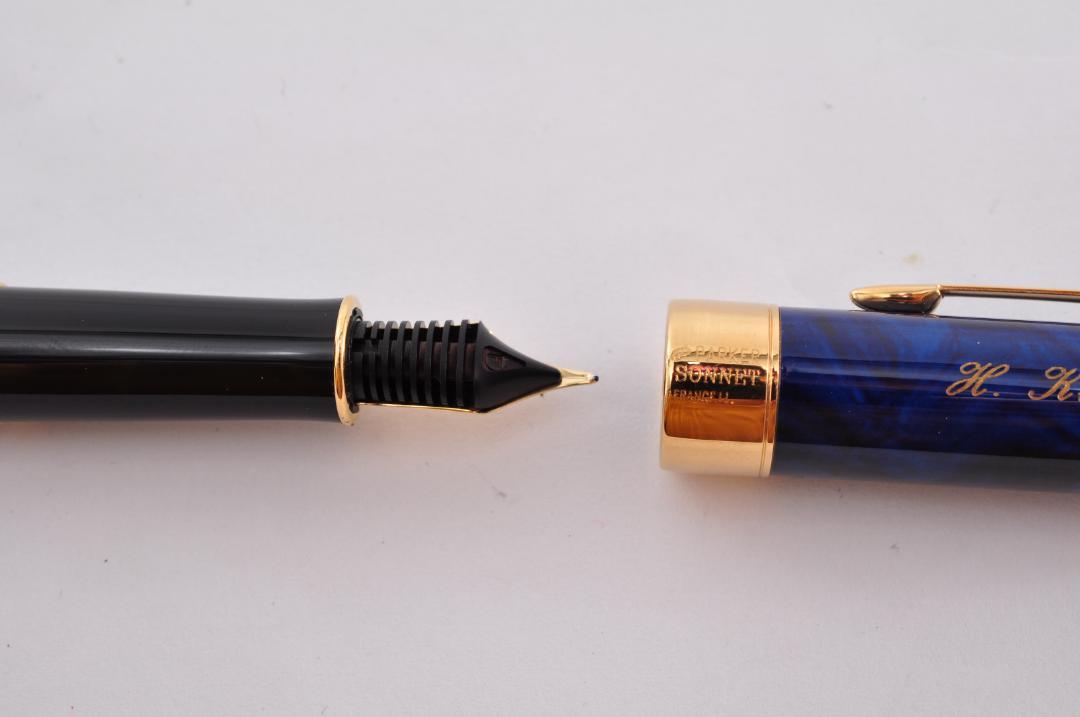PARKER パーカー ソネット 万年筆 K18 ゴールド ブルー ケース付き