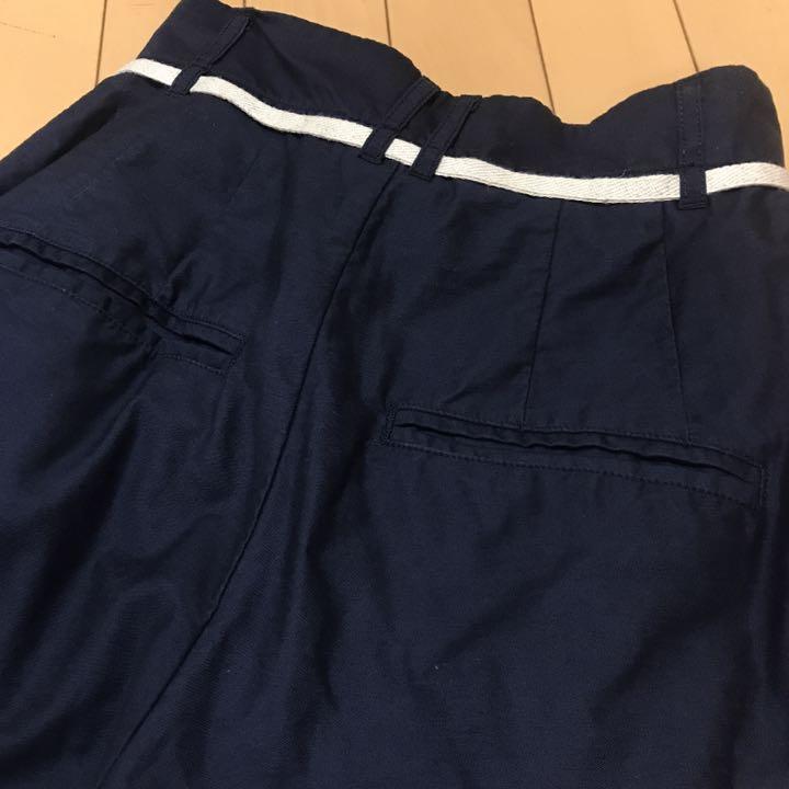 いラインアップ 新品 ナノユニバース ハイウエスト ワイドパンツ ネイビー 38 パンツ