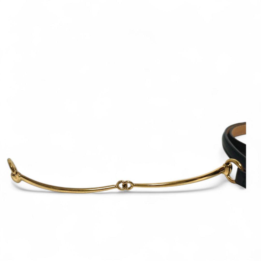 GUCCI レザーベルト レディース レザー ブラック ゴールド