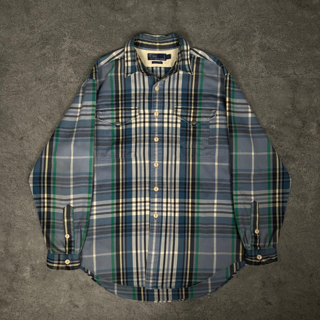 ポロ ラルフローレン 90s ビンテージ USA製 チェック ワーク ポロ ラルフローレン 90s ビンテージ USA製 チェック ワーク