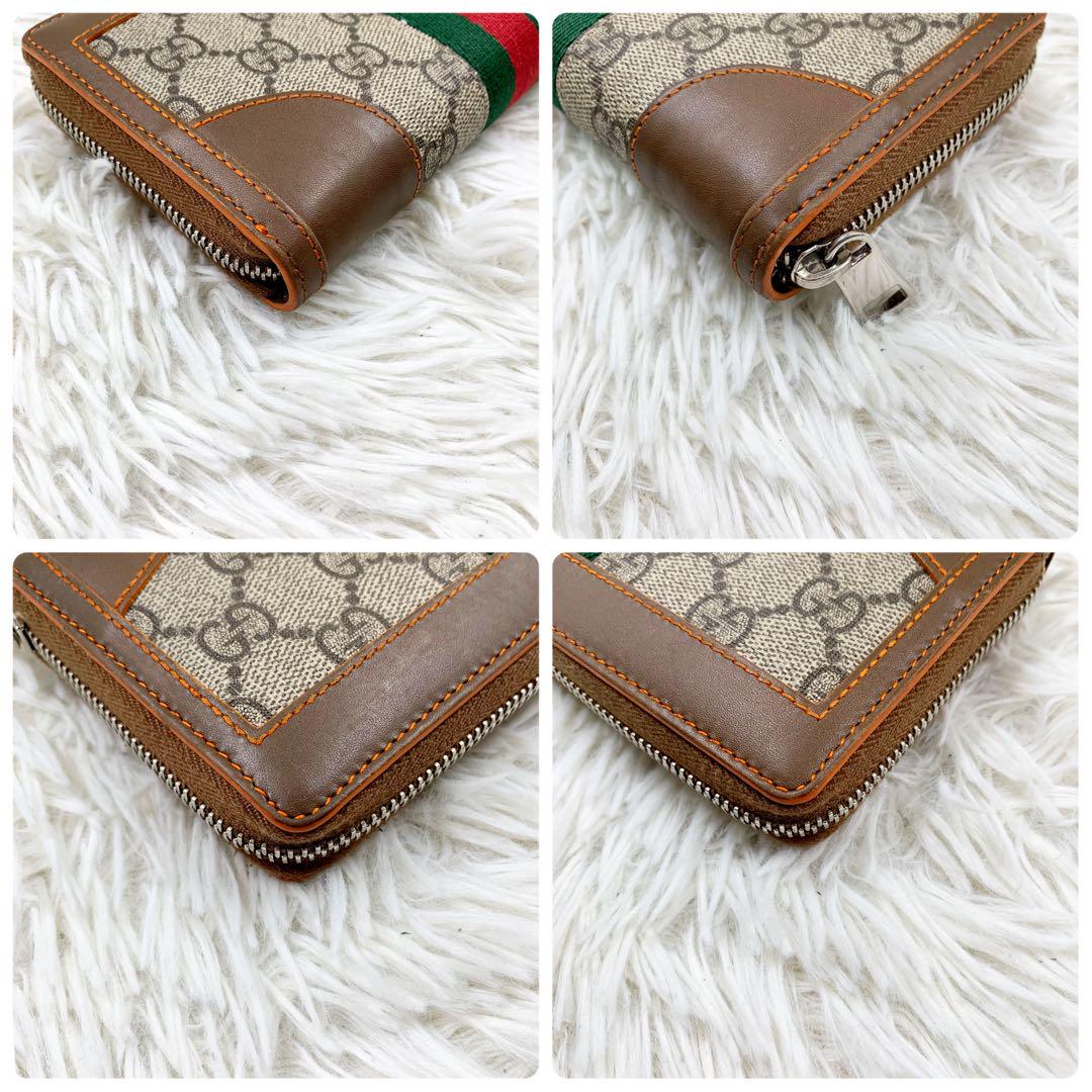 【✨美品✨】グッチ シェリーライン GGスプリーム ラウンドファスナー ブラウン