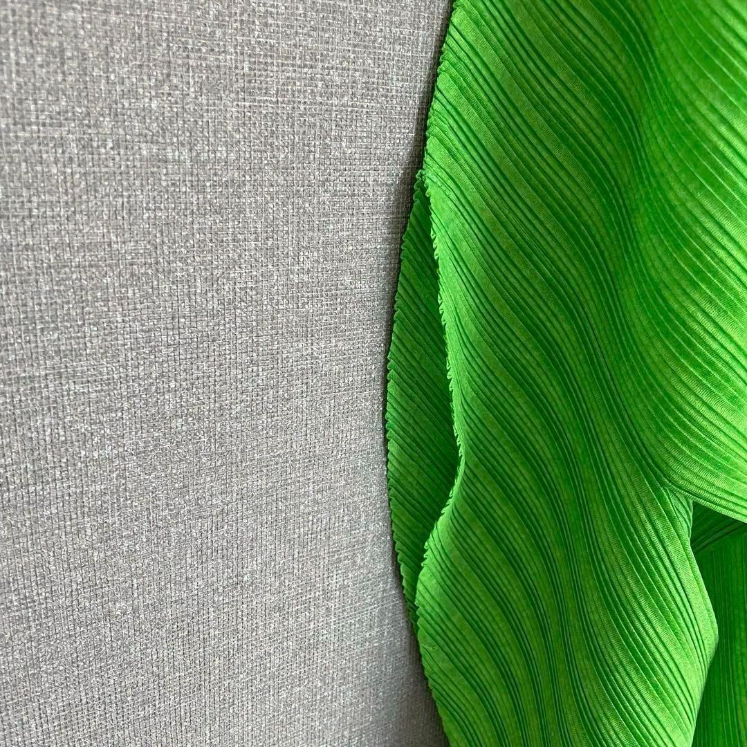 希少✨未使用級 プリーツプリーズ チュニック ワンピース 緑 ボートネック FR