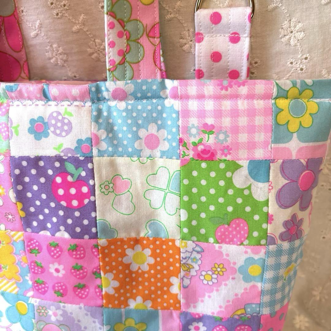 ♡ハンドメイド♡1点限り‼️スーちゃんピンクスパッチワークバッグ ショルダー紐付き