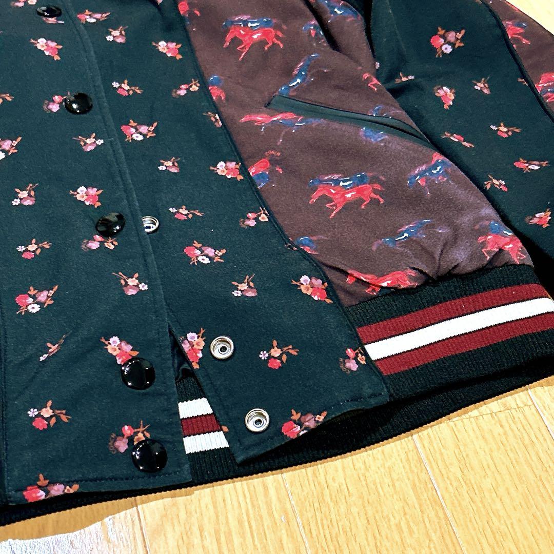 coach COACH スカジャン リバーシブル ホース 柄 馬 チェリー L